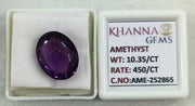 10.35/CT Natural Amethyst Gemstone with Govt. Lab Certificate